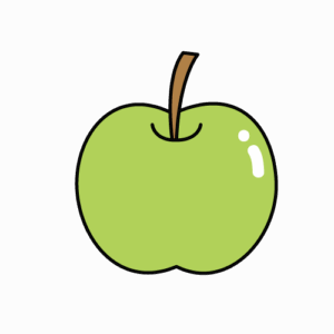 青いりんごのカラーイラスト