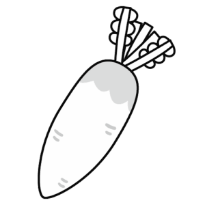 大根のモノクロイラスト