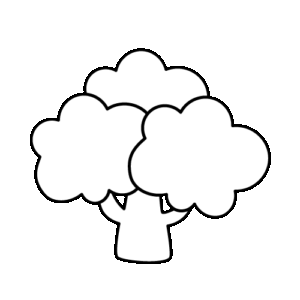 ブロッコリーのモノクロイラスト