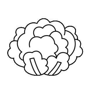 カリフラワーのモノクロイラスト