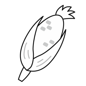 とうもろこしのモノクロイラスト