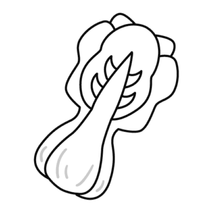 チンゲン菜のモノクロイラスト