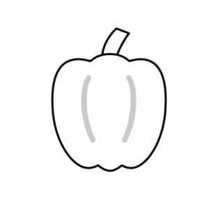 カラーピーマンのモノクロイラスト