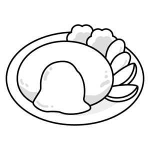 ハンバーグのモノクロイラスト