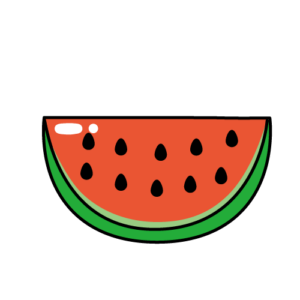 カットスイカのカラーイラスト