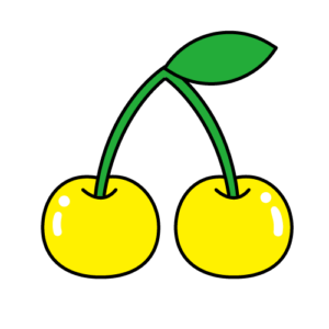 黄色いさくらんぼのカラーイラスト