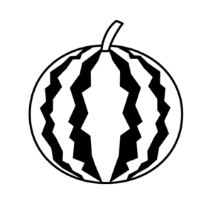 スイカのモノクロイラスト