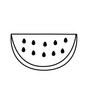 カットスイカのモノクロイラスト