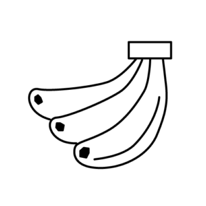 バナナのモノクロイラスト
