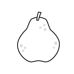 洋梨のモノクロイラスト
