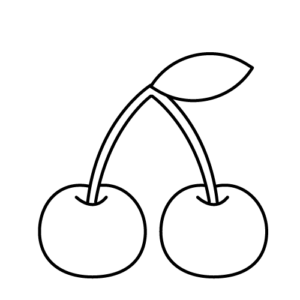 さくらんぼのモノクロイラスト