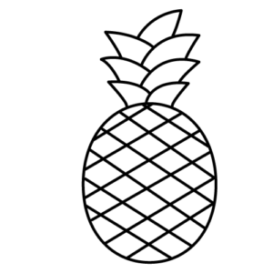 パイナップルのモノクロイラスト