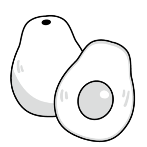 アボカドのモノクロイラスト