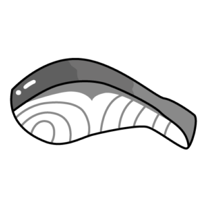 鮭の切り身のモノクロイラスト