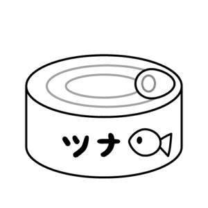 ツナ缶のモノクロイラスト
