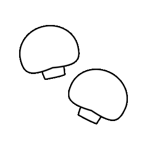 マッシュルームのモノクロイラスト