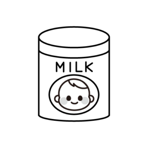 粉ミルク缶のモノクロイラスト