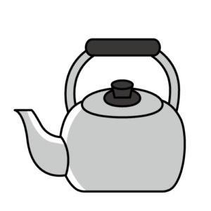 シルバーのやかんのカラーイラスト