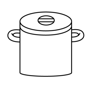 汁物を入れる食缶のモノクロイラスト