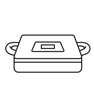 ごはんを入れる食缶のモノクロイラスト