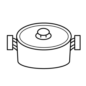 鍋のモノクロイラスト