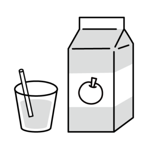 りんごジュースのモノクロイラスト