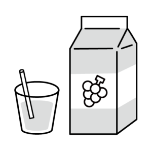 ぶどうジュースのモノクロイラスト