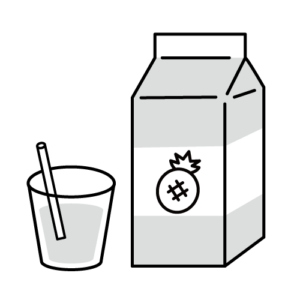 パイナップルジュースのモノクロイラスト