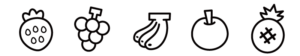 フルーツのラインのモノクロイラスト