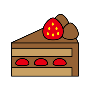 いちごのチョコレートショートケーキのカラーイラスト