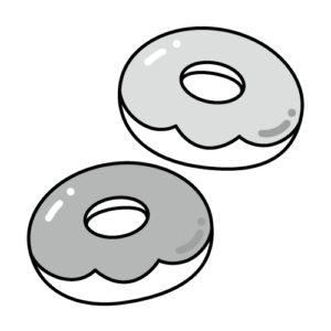 ドーナツのモノクロイラスト