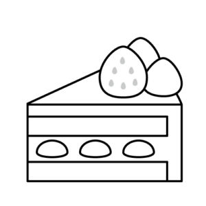 ショートケーキのモノクロイラスト