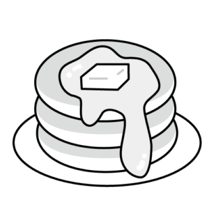 ホットケーキのモノクロイラスト