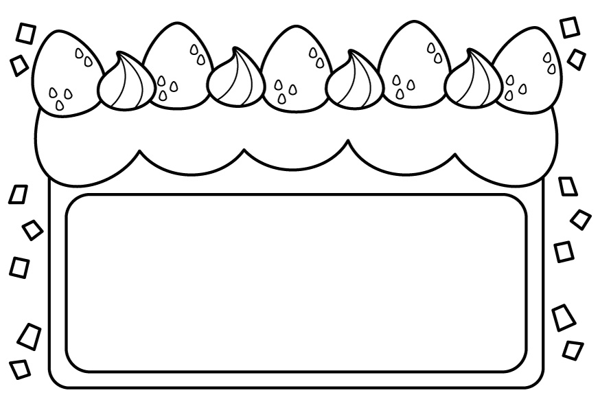 ケーキのカード(モノクロ)