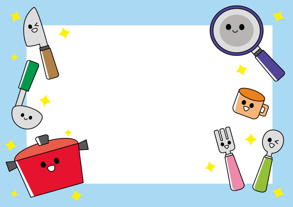 食器のイラストの掲示物(A4)