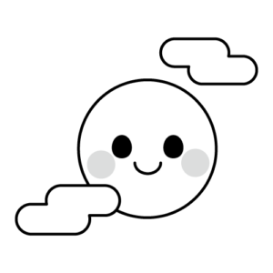 かわいい満月のモノクロイラスト