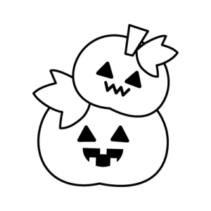 かぼちゃのおばけのモノクロイラスト