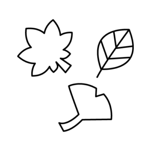 秋の葉っぱのモノクロイラスト