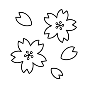 桜のモノクロイラスト