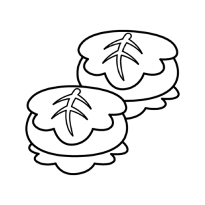 柏餅のモノクロイラスト