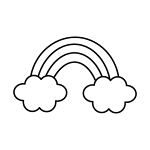 かわいい虹のモノクロイラスト