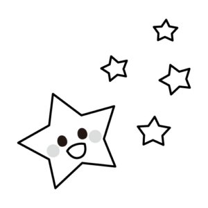 かわいい星のモノクロイラスト