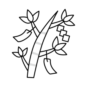 七夕の笹のモノクロイラスト