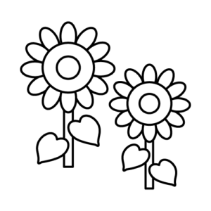 ひまわりのモノクロイラスト