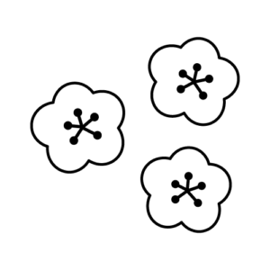 かわいい梅のモノクロイラスト