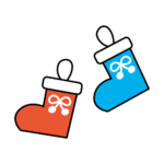 かわいいクリスマスの靴下のカラーイラスト