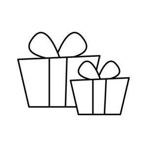 かわいいプレゼントのモノクロイラスト