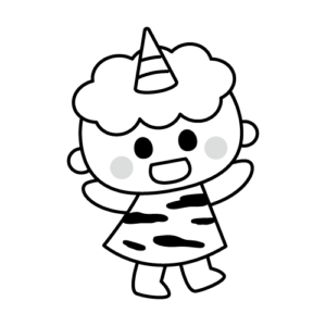 かわいい鬼のモノクロイラスト