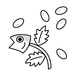 ひいらぎいわしと豆のモノクロイラスト