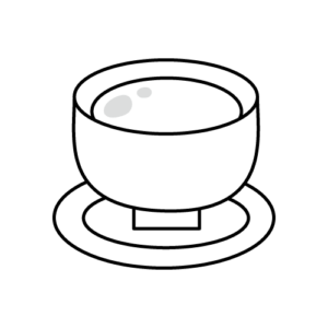 お茶のモノクロイラスト